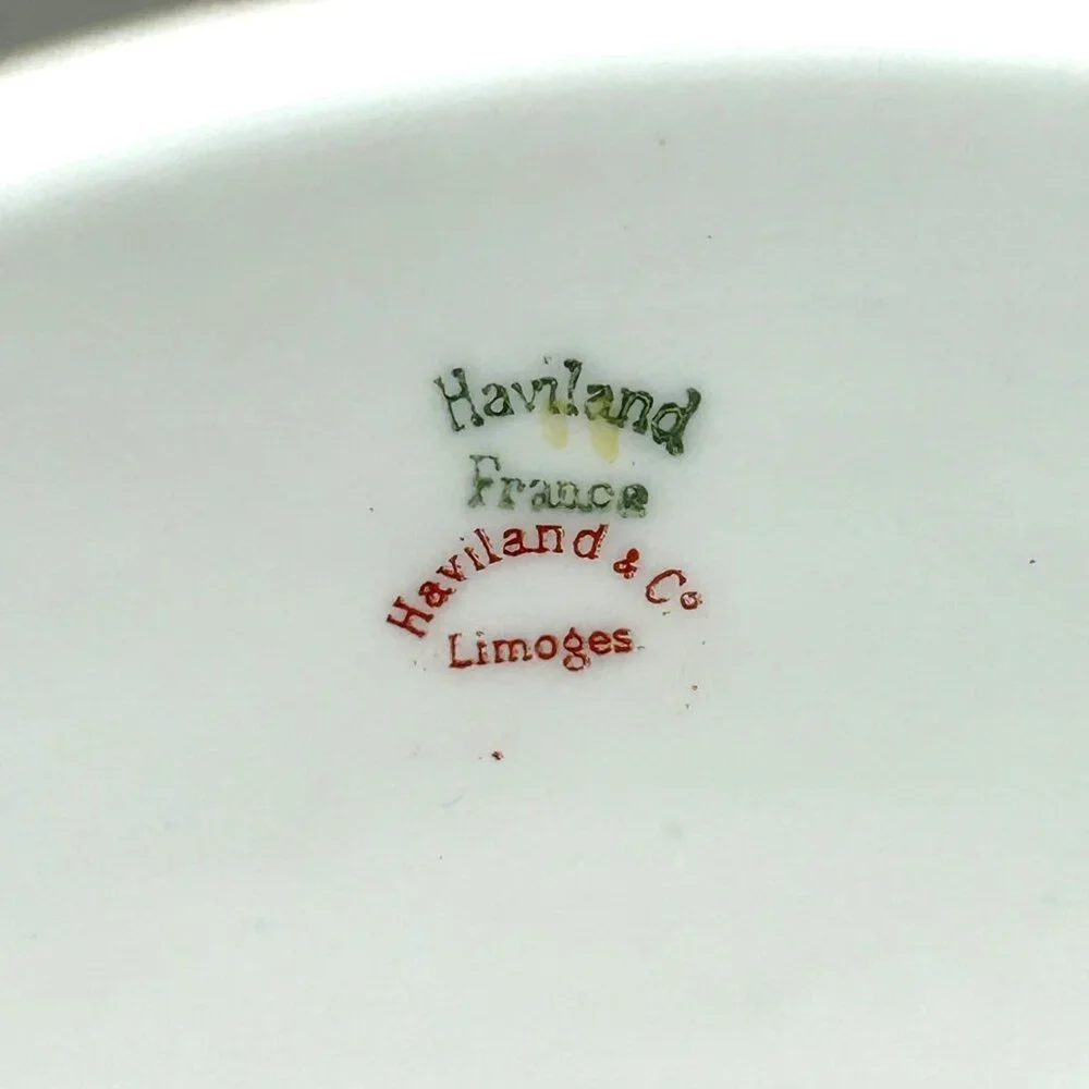 Theodore Haviland Limoges France Floral Oval Serving Platter Set With‎ Gold Trim